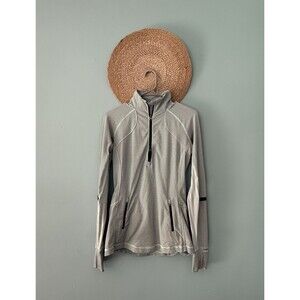 Lululemon Race With Grace 1/2 Zip Pullover Mini Hyper Stripe Fresh Teal Sz 6